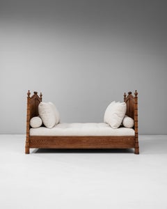 Lettino francese del 1900 in finto bambù con cuscini imbottiti in boucle