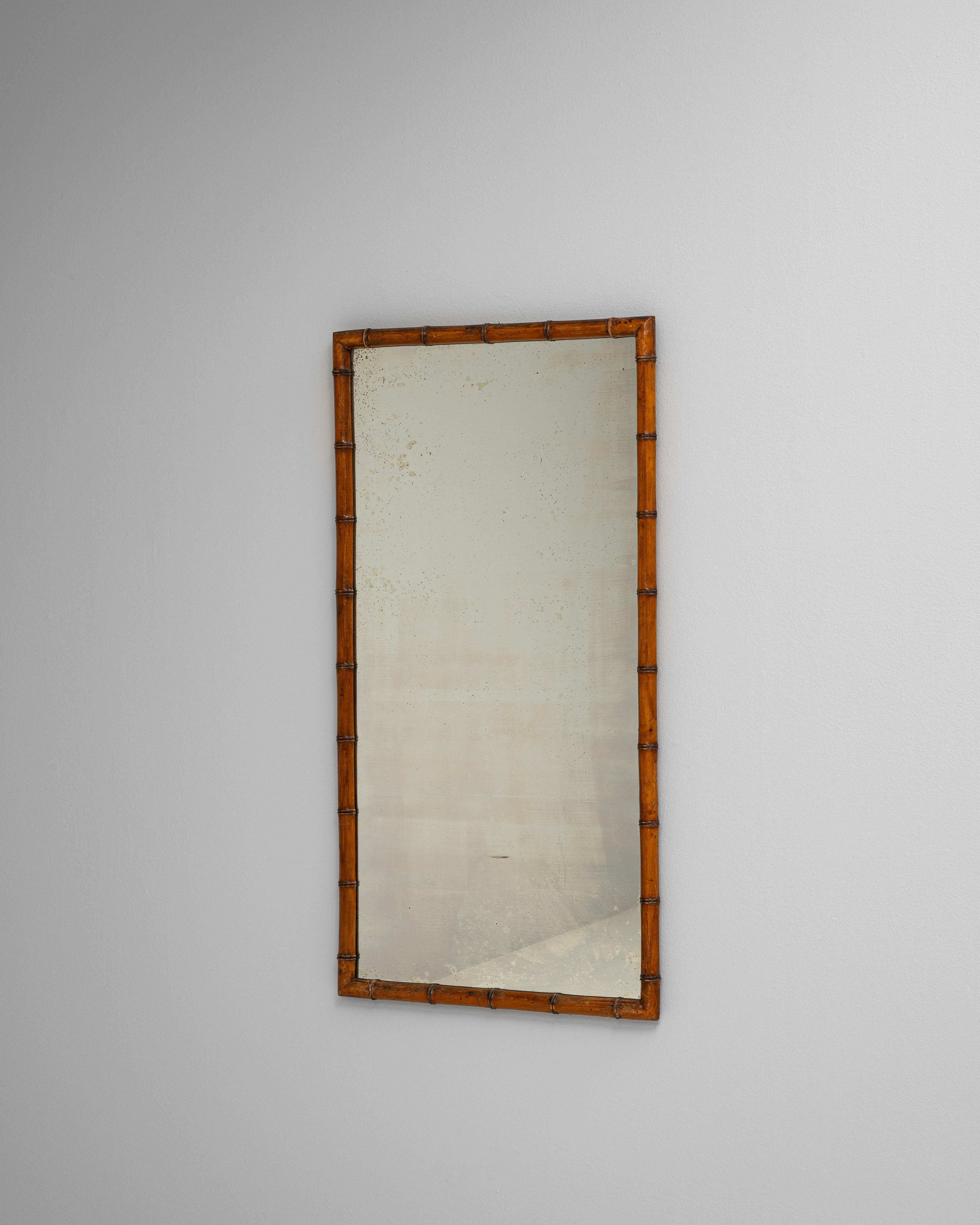 Espejo francés de bambú sintético de 1900 Francés en venta