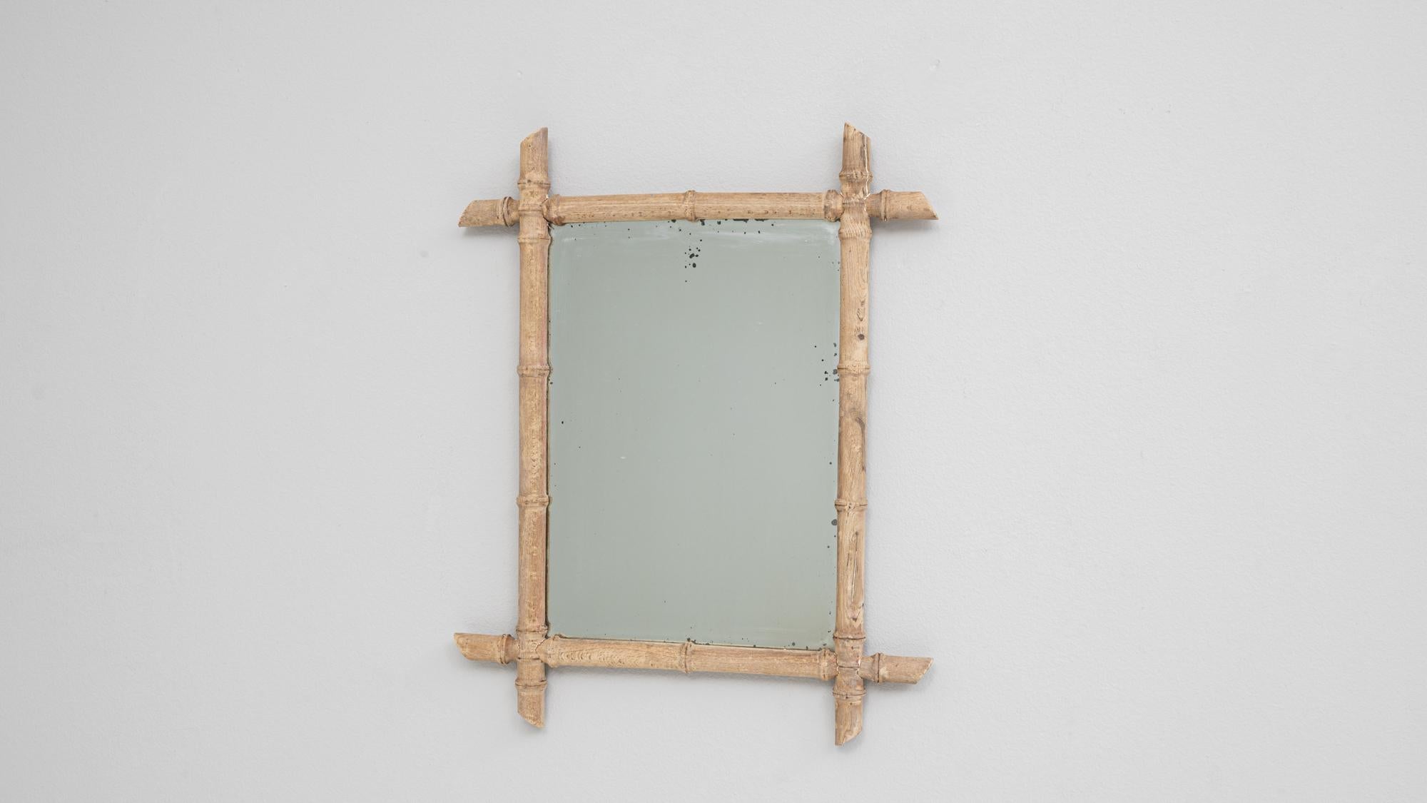 Espejo francés de bambú sintético de 1900 Francés en venta