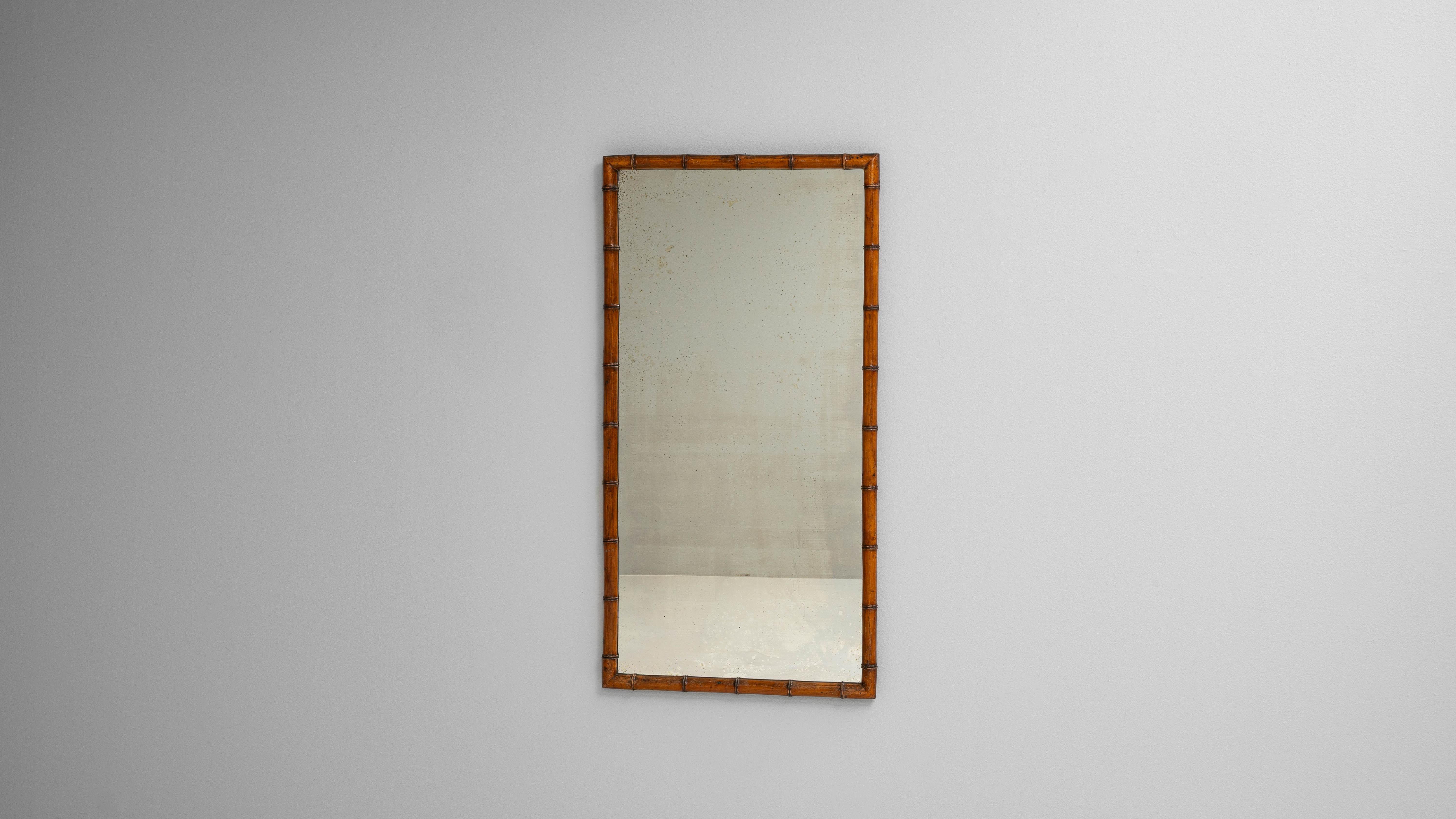 Espejo francés de bambú sintético de 1900 en venta 1