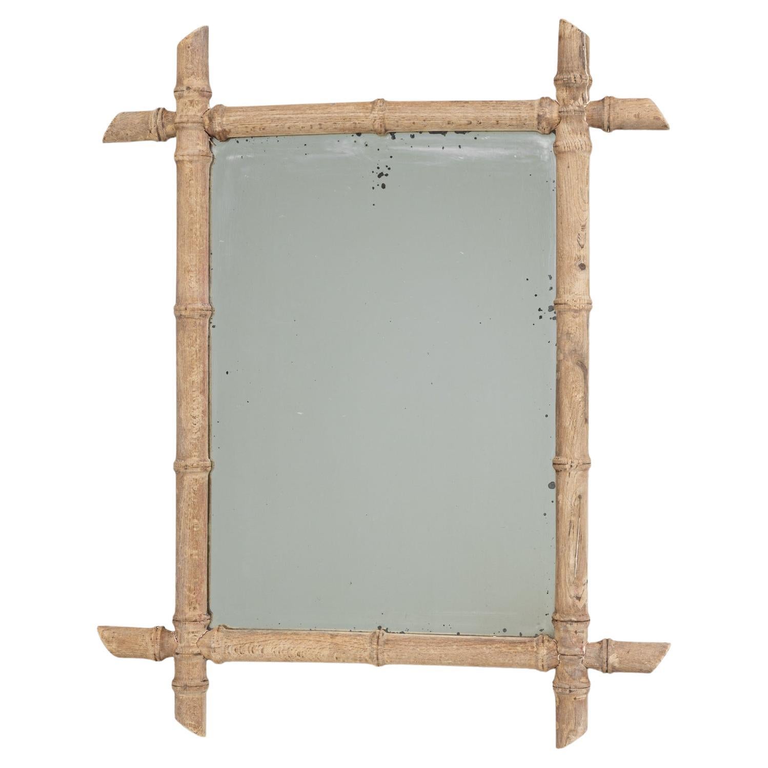 Specchio francese in finto bambù del 1900