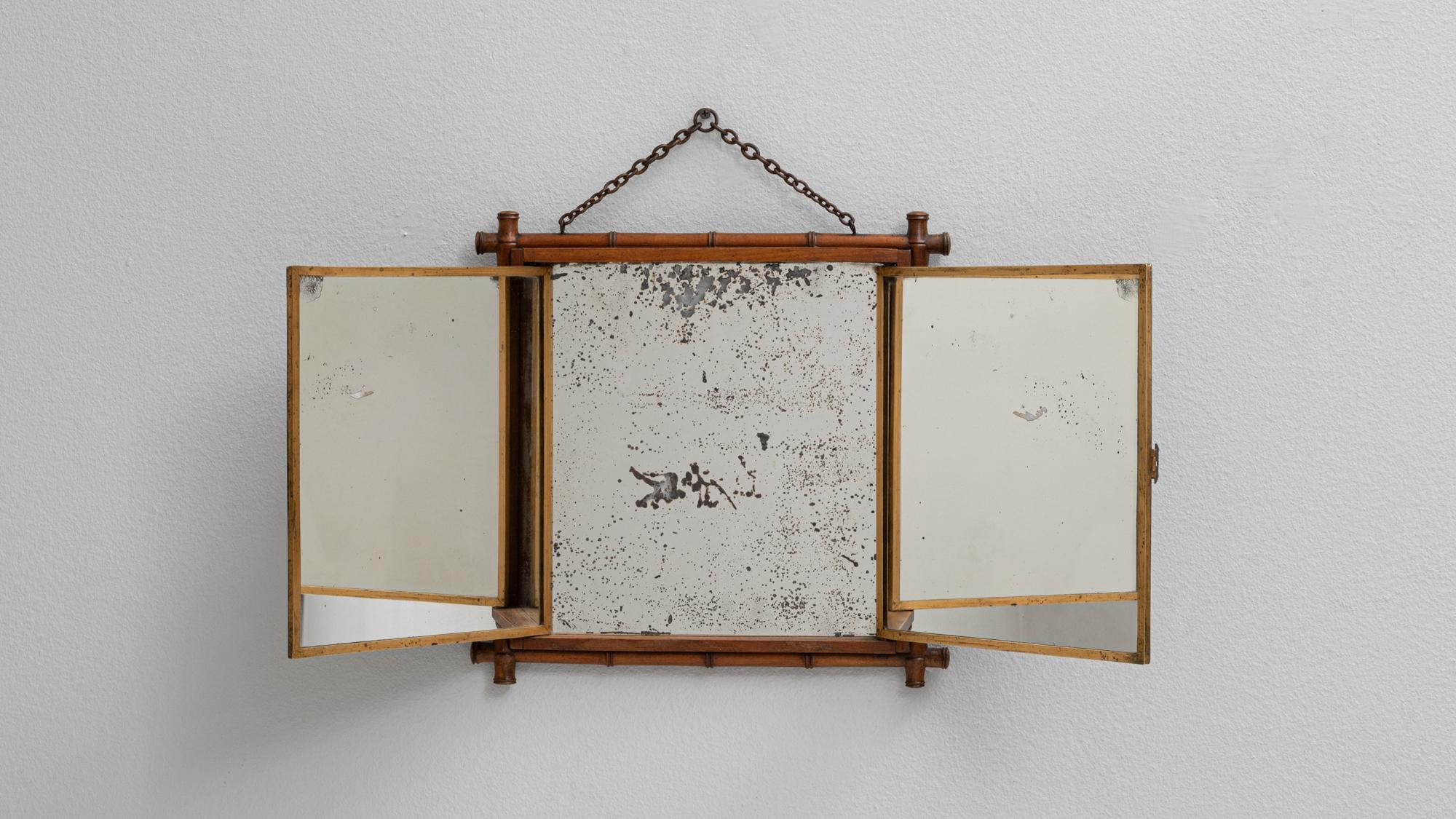 1900s French Faux Bamboo Opening Mirror in vendita 4