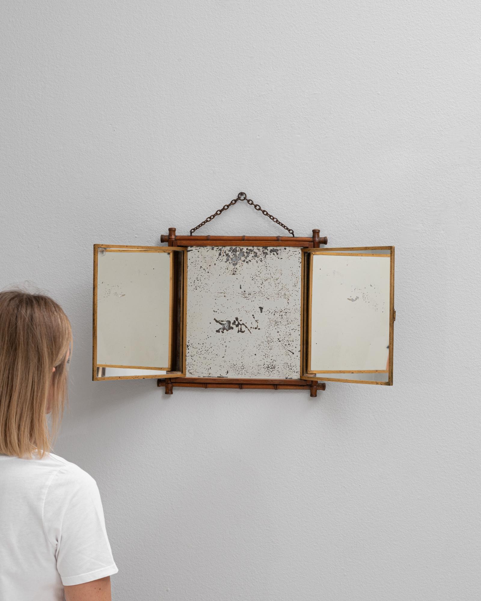 XX secolo 1900s French Faux Bamboo Opening Mirror in vendita