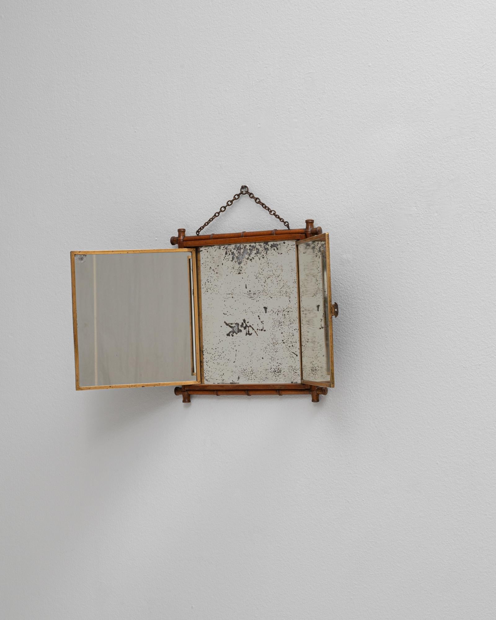 1900s French Faux Bamboo Opening Mirror in vendita 2