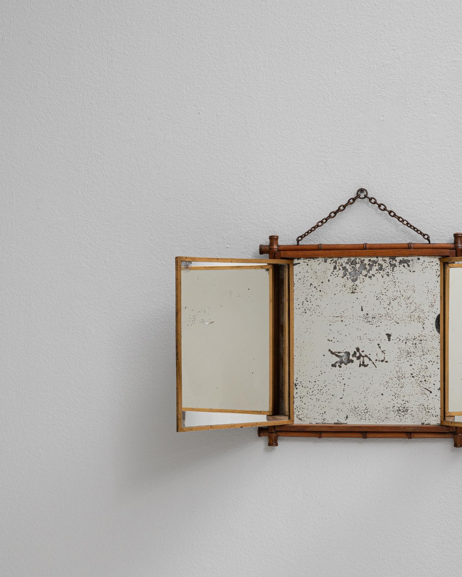 1900s French Faux Bamboo Opening Mirror in vendita 3
