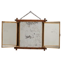 1900s French Faux Bamboo Opening Mirror