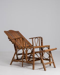 1900s Französisch Faux Bambus & Rattan Chaise Lounge Stuhl