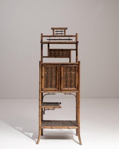 1900s French Faux Bamboo & Rattan Étagère
