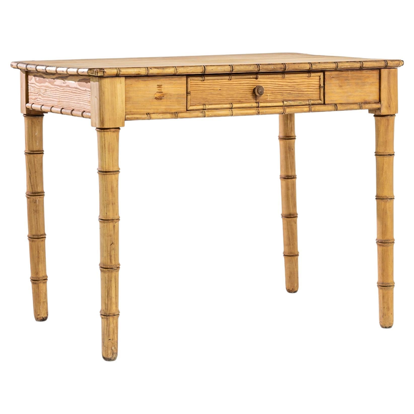 1900s French Faux Bamboo Writing Table