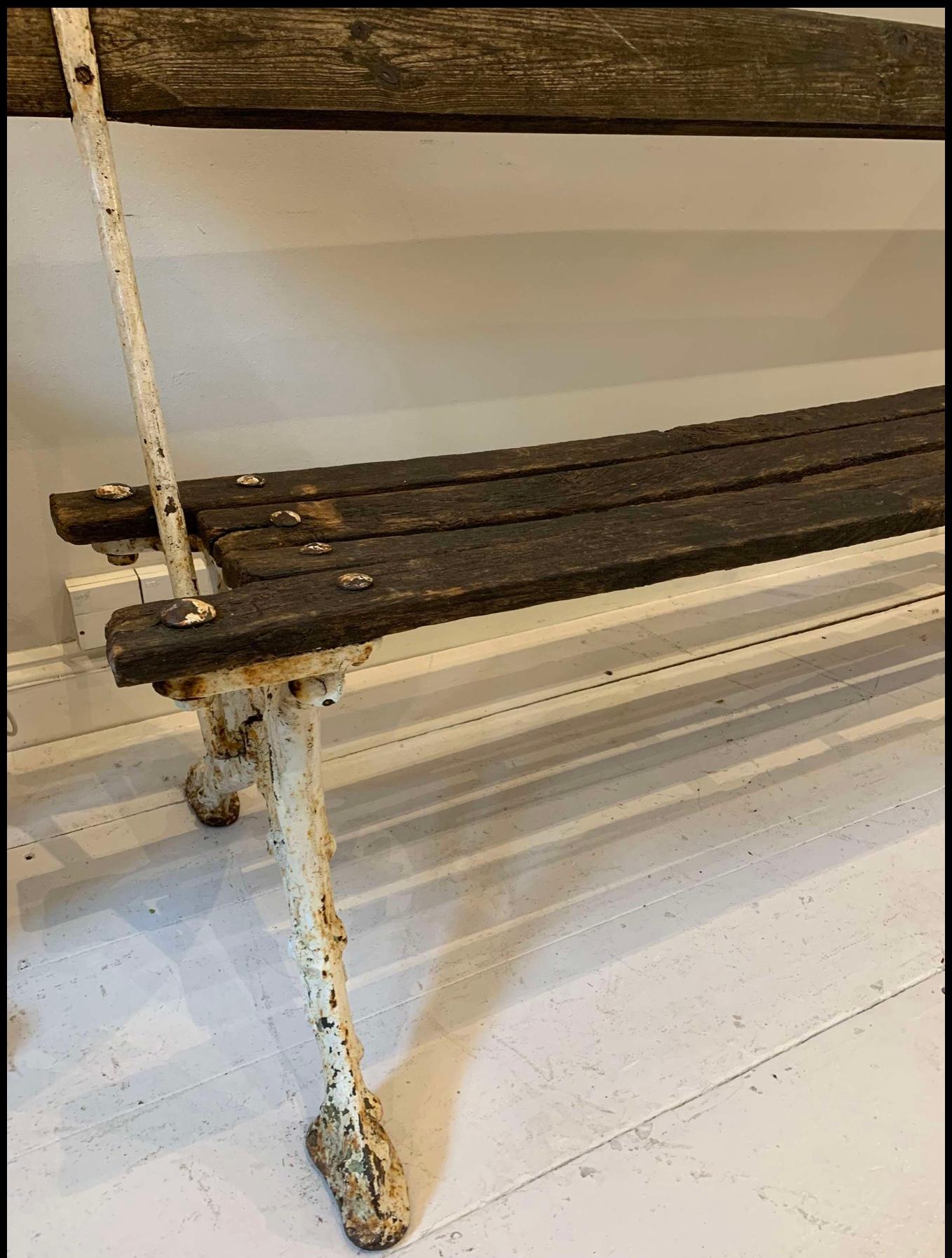1900s French faux bois painted cast iron garden bench For Sale 3