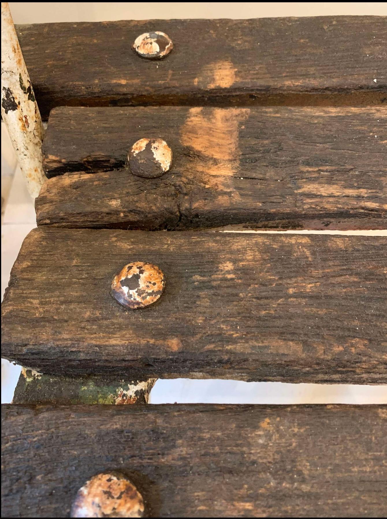 1900s French faux bois painted cast iron garden bench For Sale 4