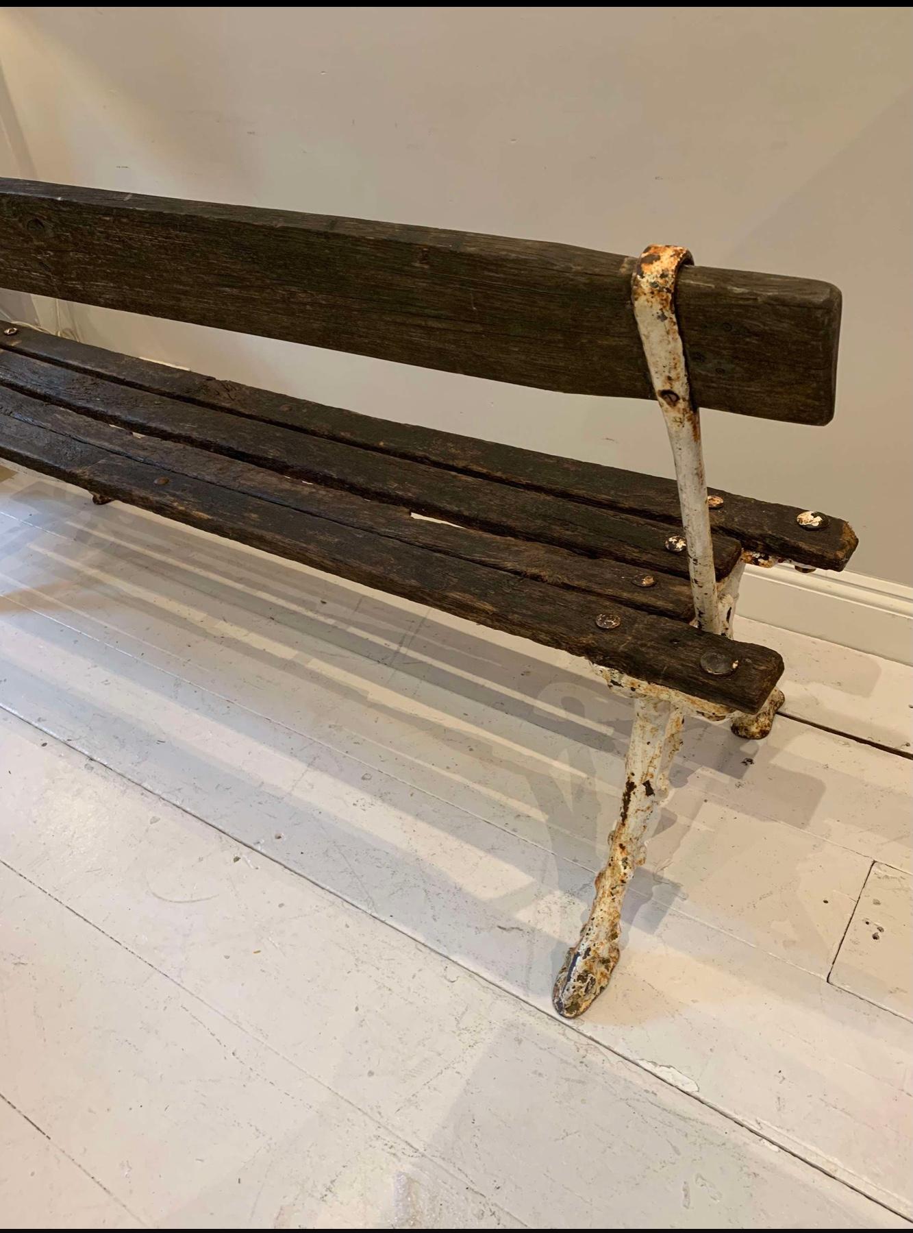 1900s French faux bois painted cast iron garden bench For Sale 5