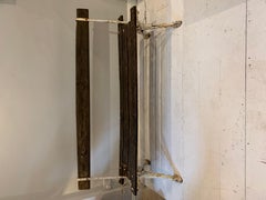 1900s French faux bois painted cast iron garden bench