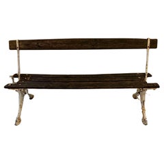 1900s French faux bois painted cast iron garden bench