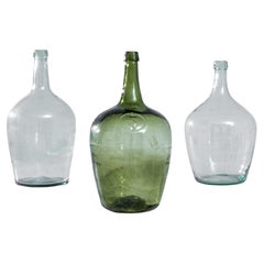 Antique 1900s French Glass Balloon Bottles, Set of Three