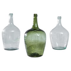 1900s French Glass Balloon Bottles, Set of Three