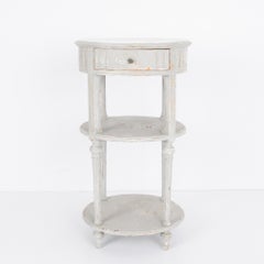 1900s French Grey Patinated Console Table with Marble Top