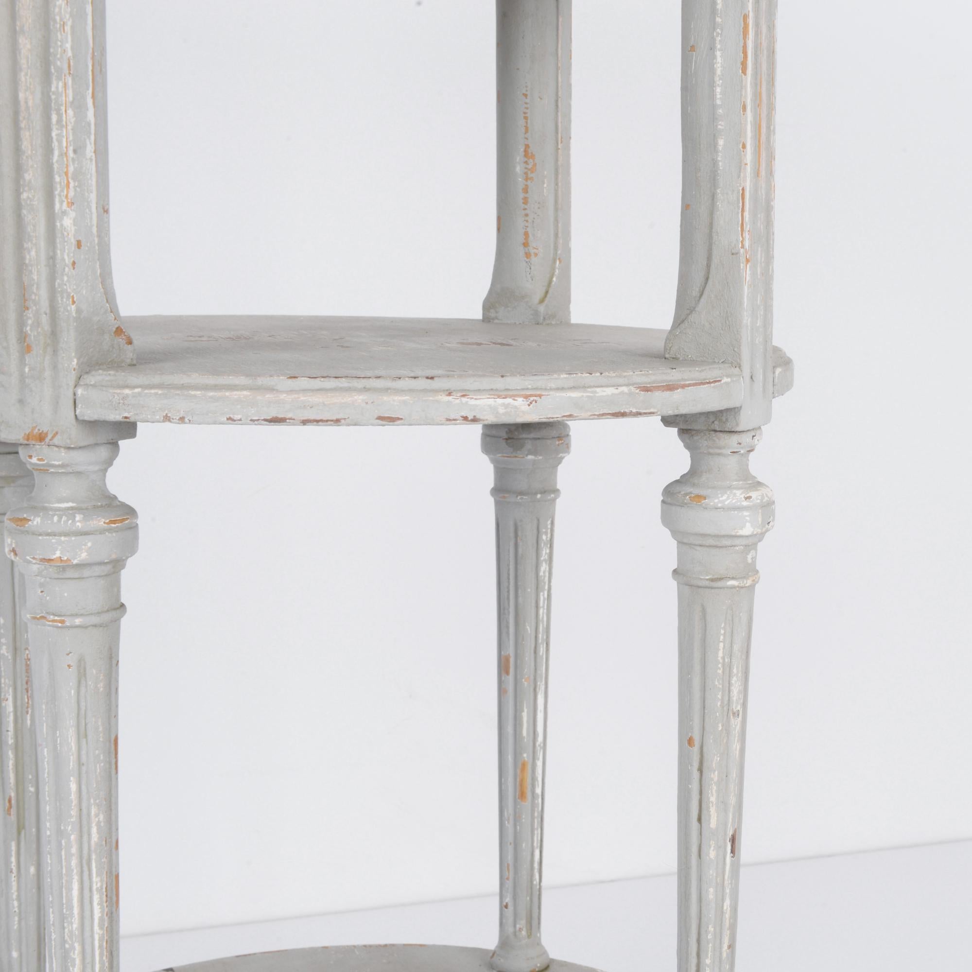 1900s French Grey Patinated Console Table with Marble Top 1