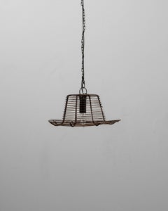 1900s French Industrial Flared Wire-Frame Pendant Light