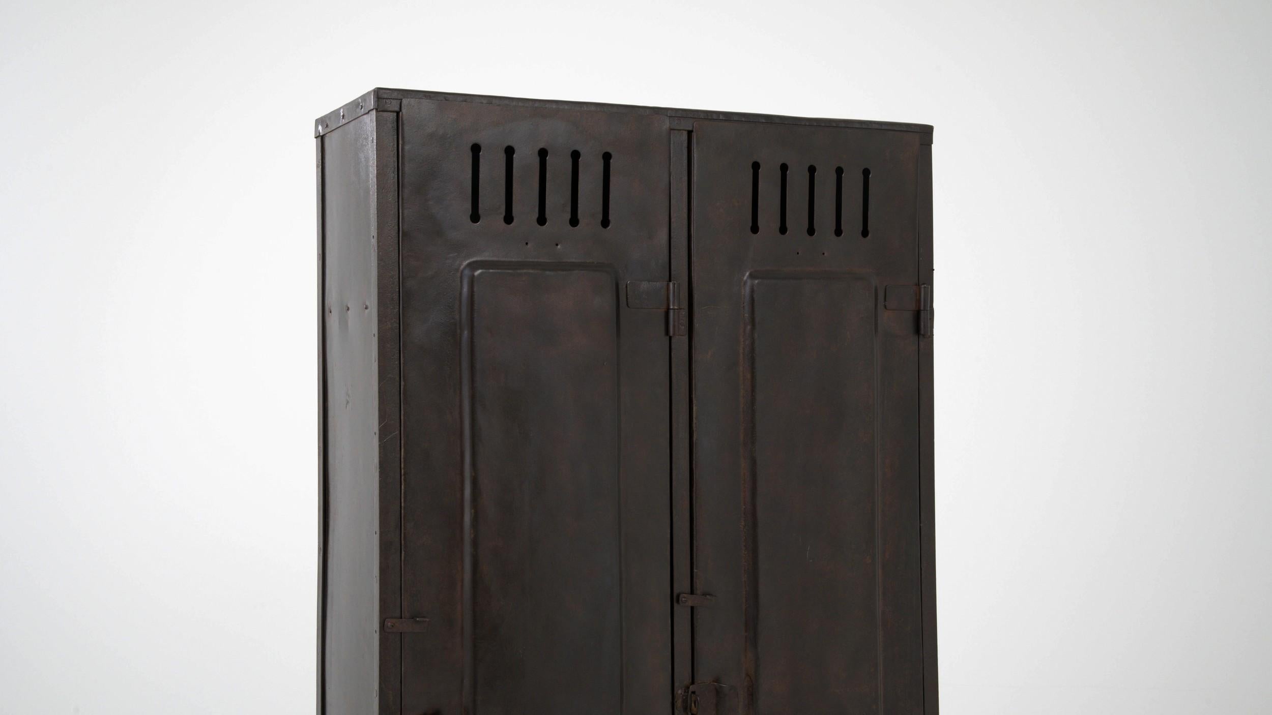 1900s French Industrial Metal Locker For Sale 5