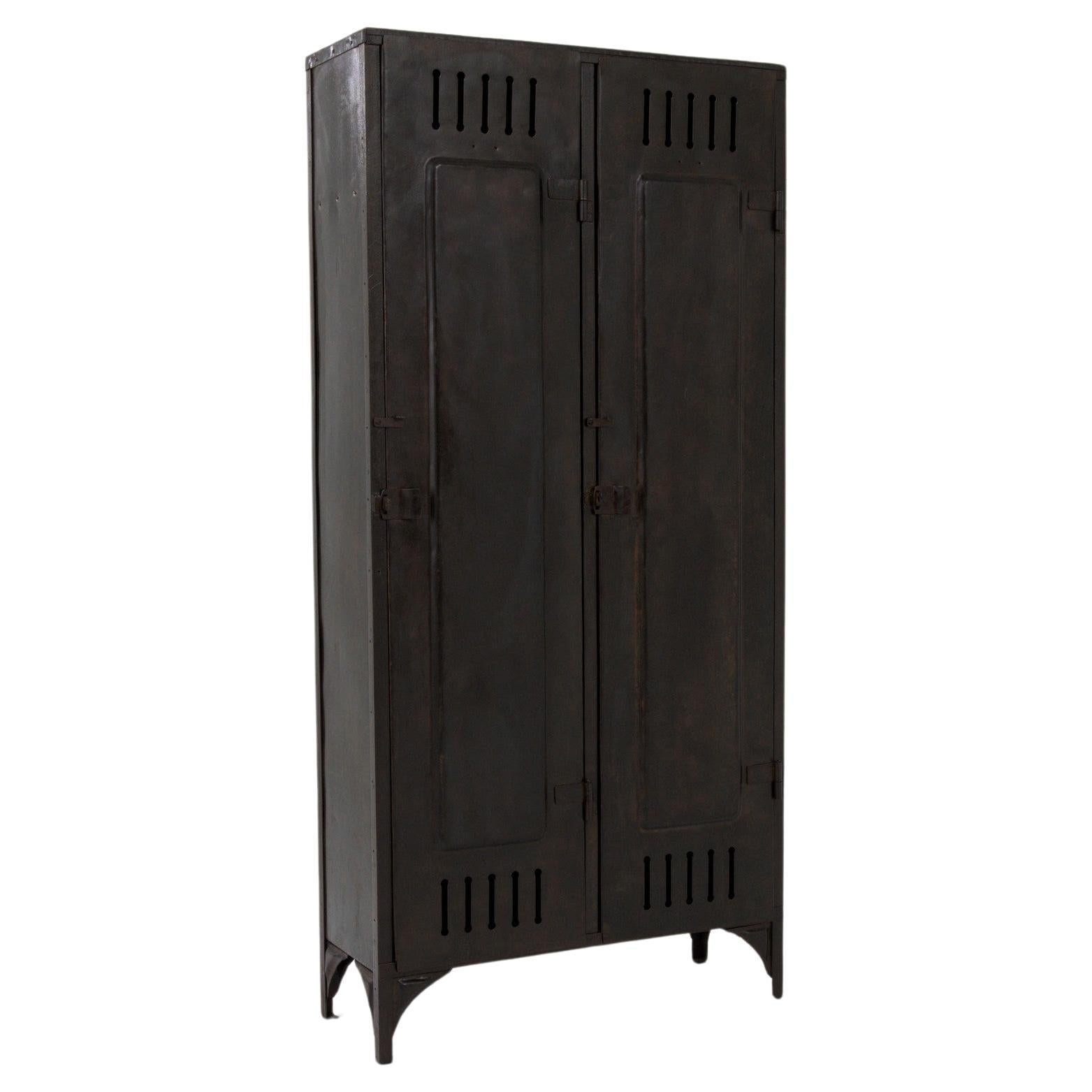 1900s French Industrial Metal Locker For Sale