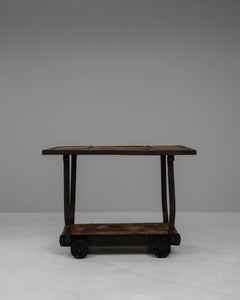 1900s French Industrial Table On Wheels
