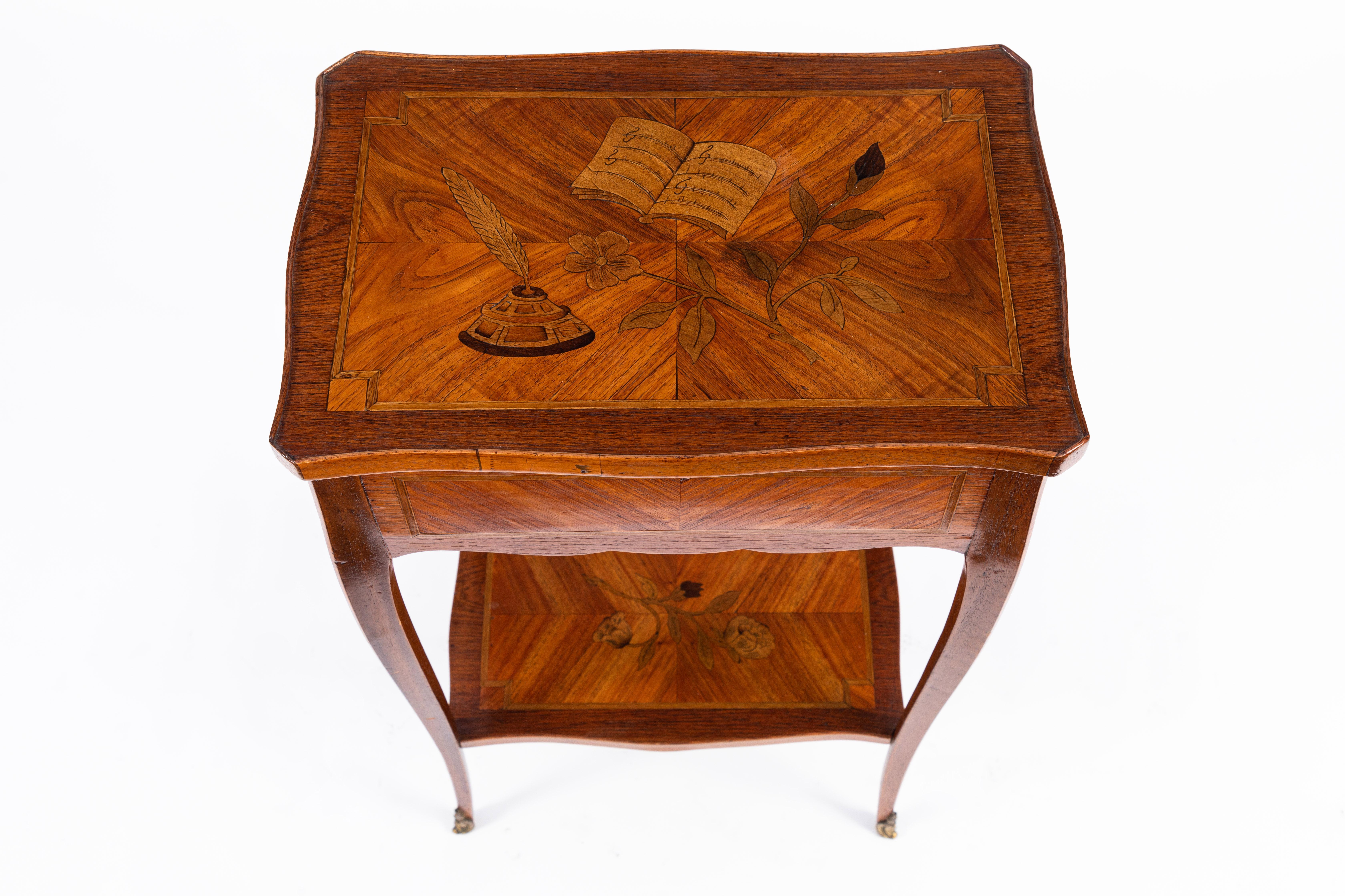 Early 20th Century 1900s French Inlaid Side Table