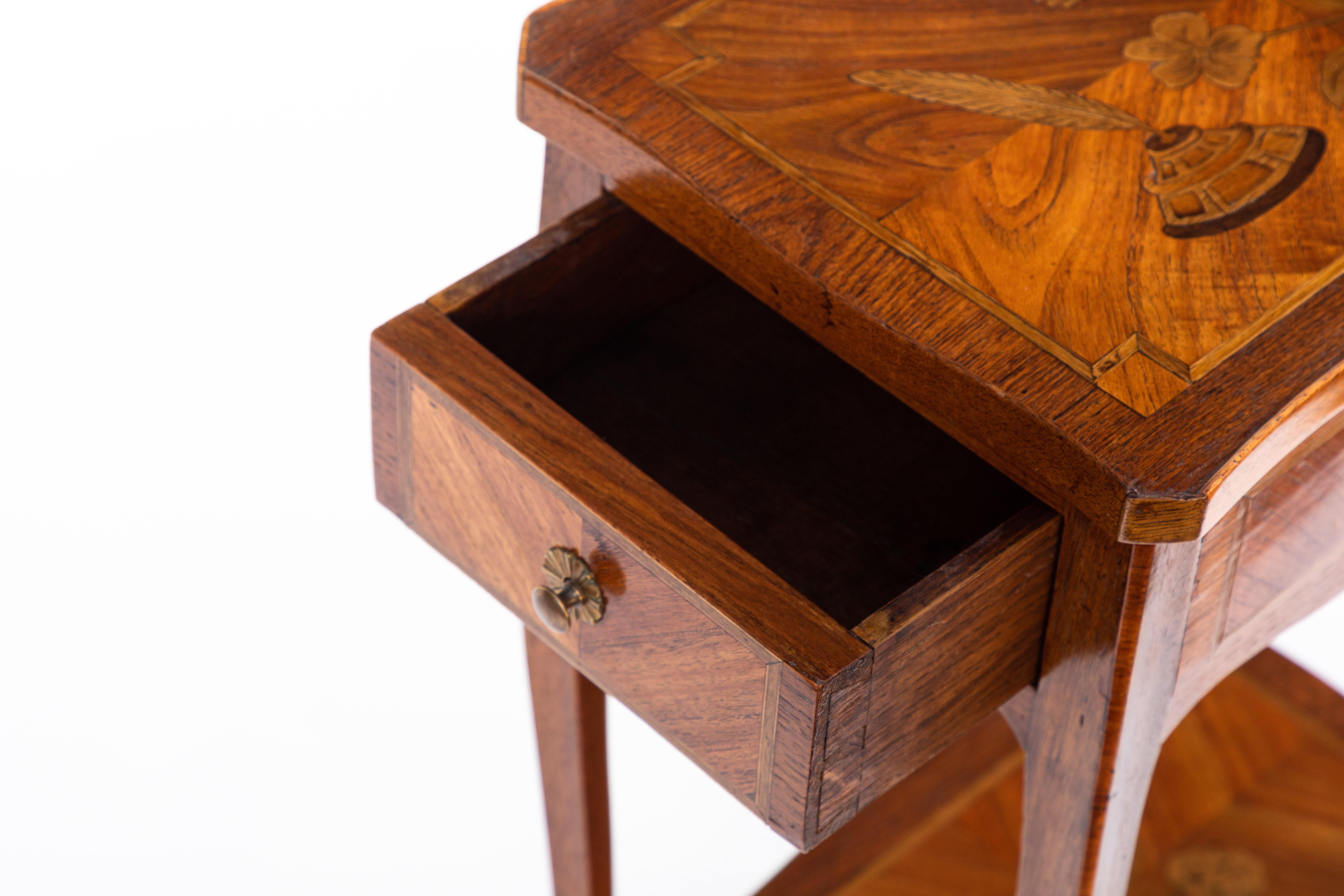 Bronze 1900s French Inlaid Side Table