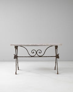 1900s French Iron Butchers Table with Marble Top and Animal Detailing