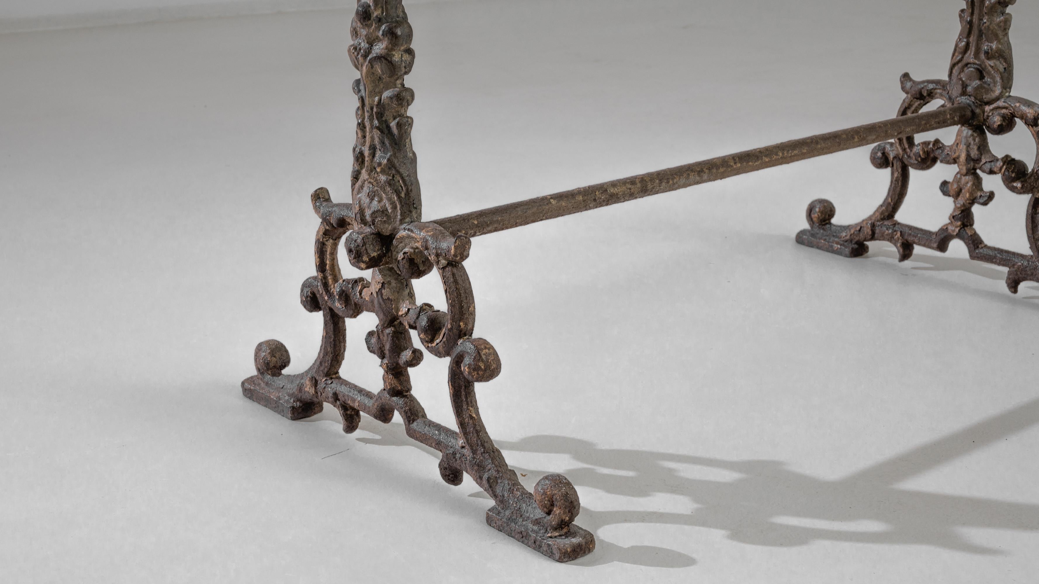 1900s French Iron Table with Marble Top For Sale 1