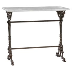1900s French Iron Table with Marble Top