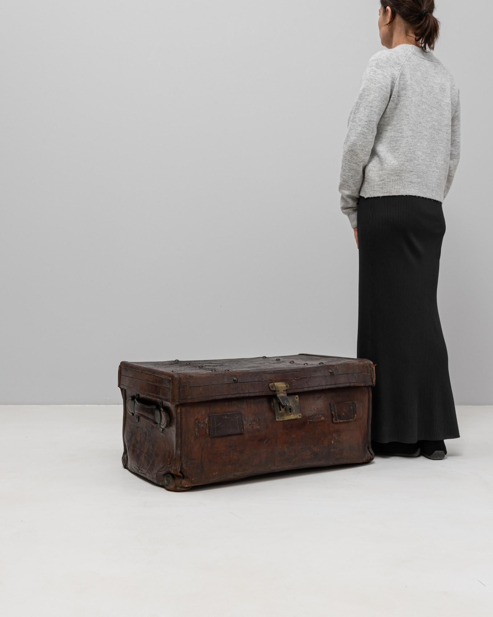 Francese Valigia francese in pelle degli anni '1900 in vendita