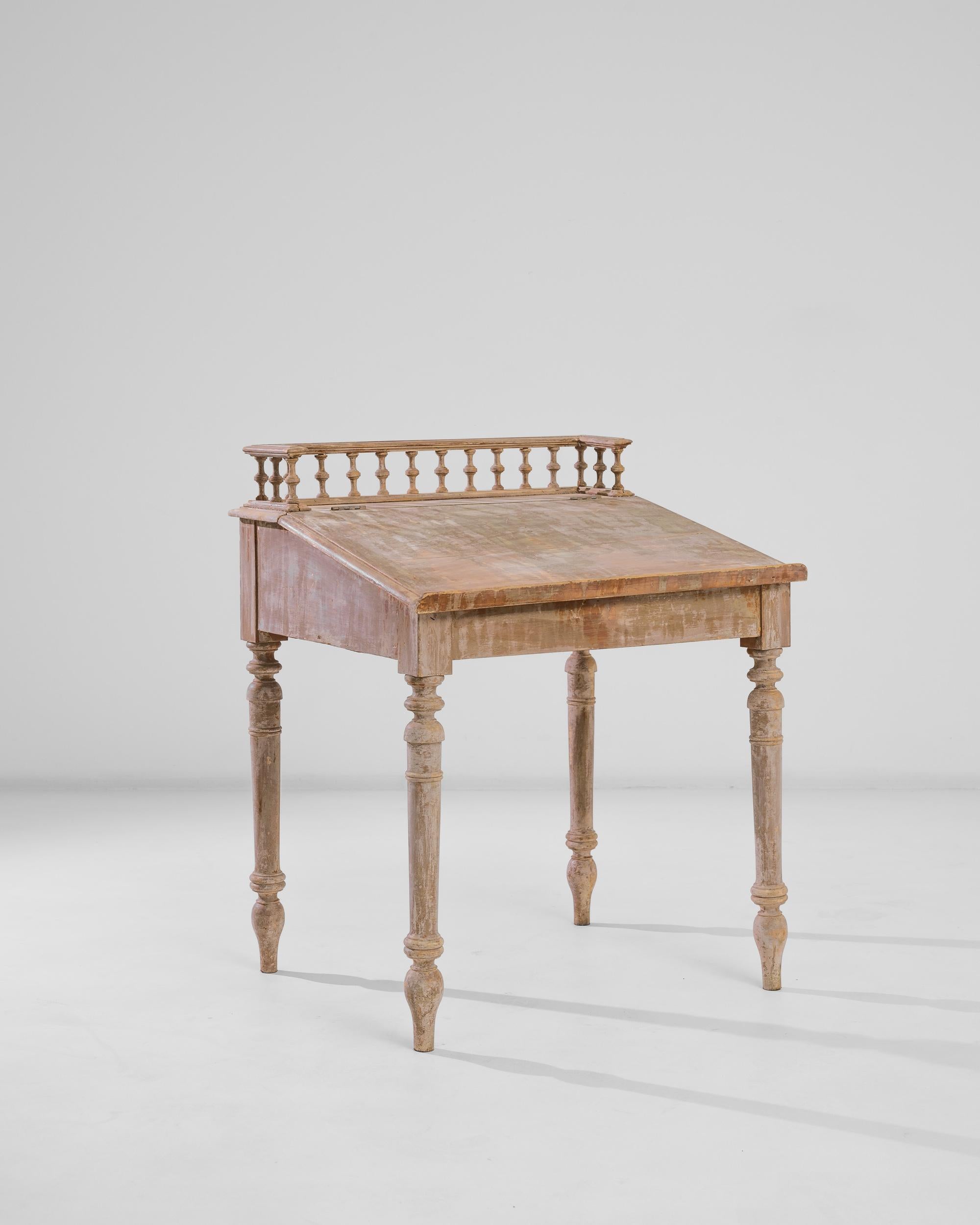 Patinated 1900s French Lift-Top Writing Desk