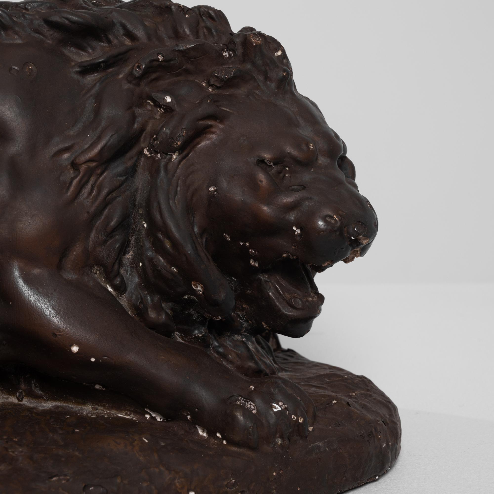 1900s French Lion Plaster Sculpture 1