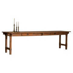 1900s French Long Table With Two Drawers