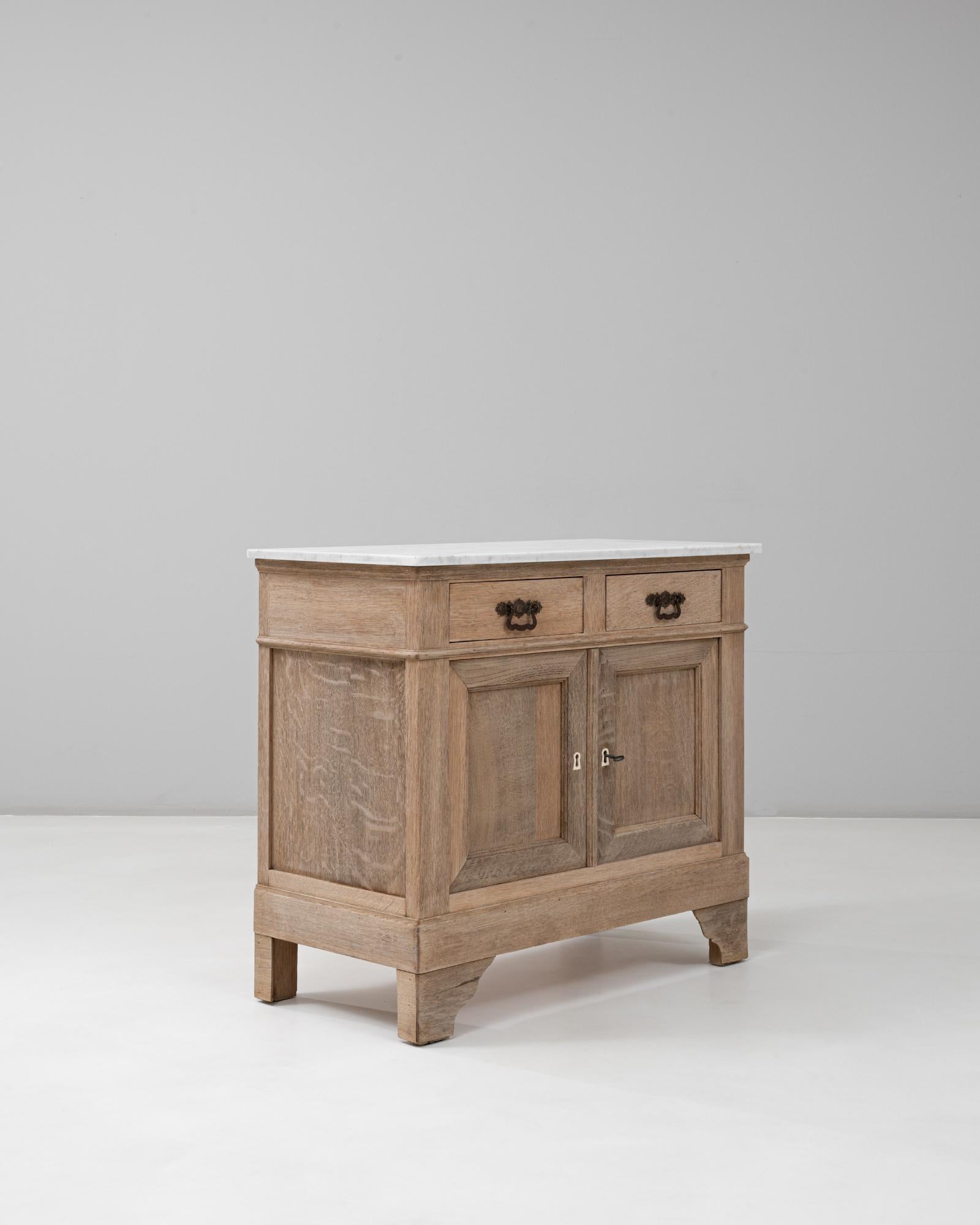 1900s French Louis Philippe Oak Buffet With Marble Top For Sale 1