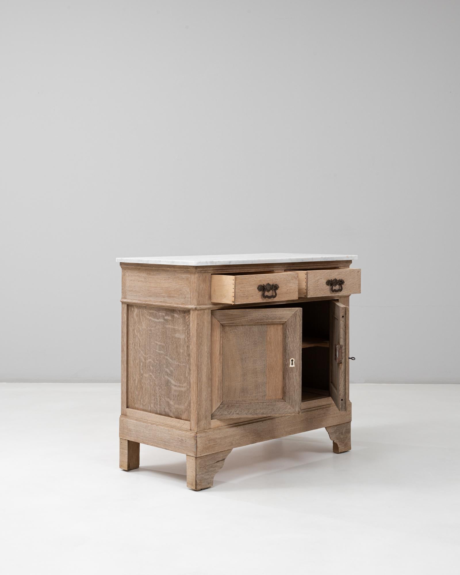 1900s French Louis Philippe Oak Buffet With Marble Top For Sale 2