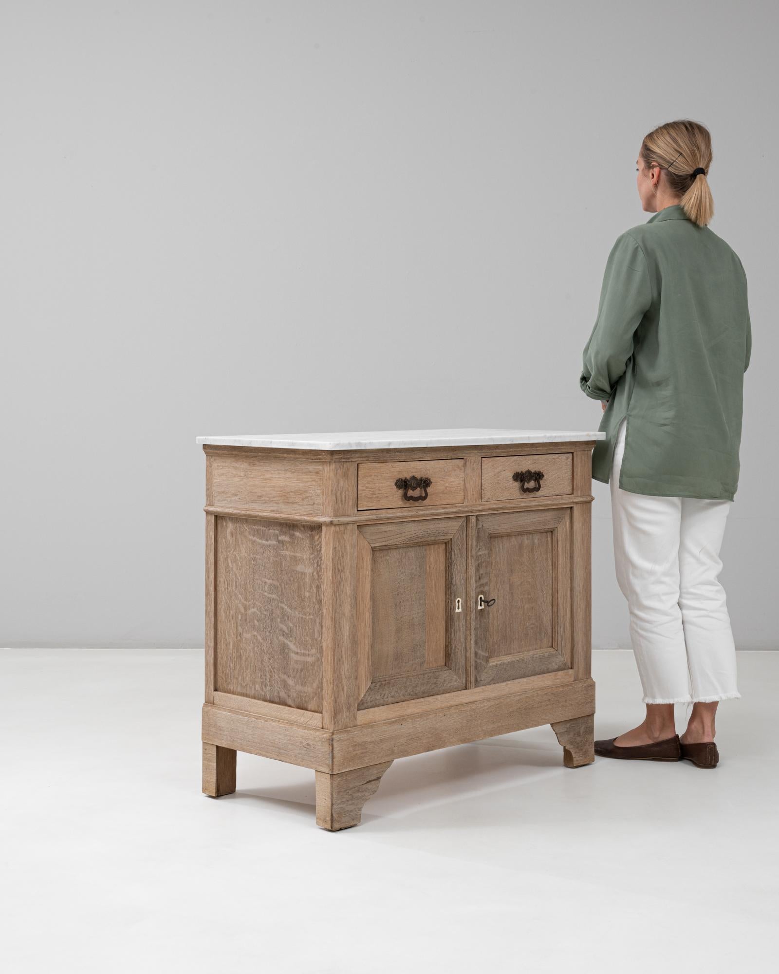1900s French Louis Philippe Oak Buffet With Marble Top For Sale 3