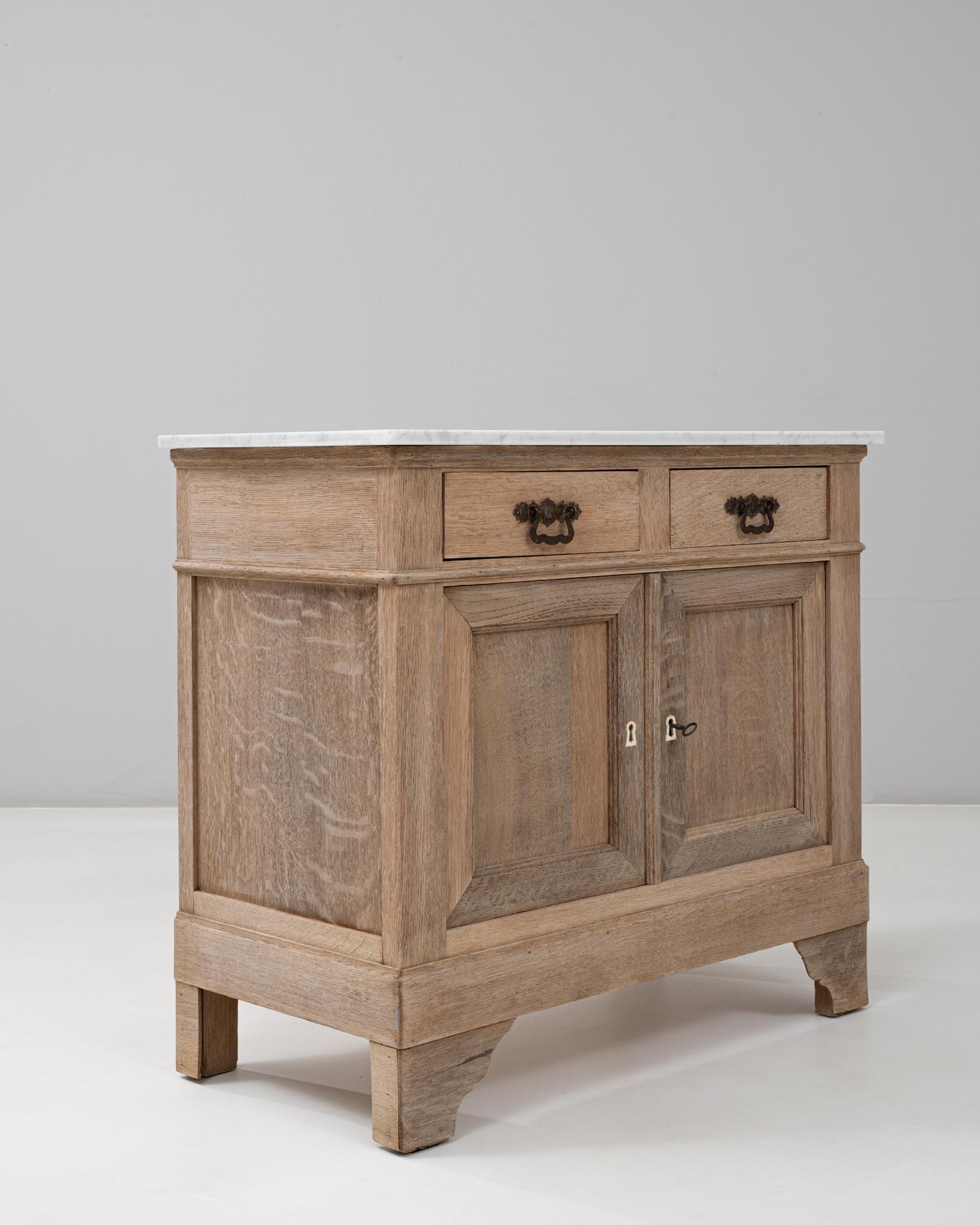 1900s French Louis Philippe Oak Buffet With Marble Top For Sale 4