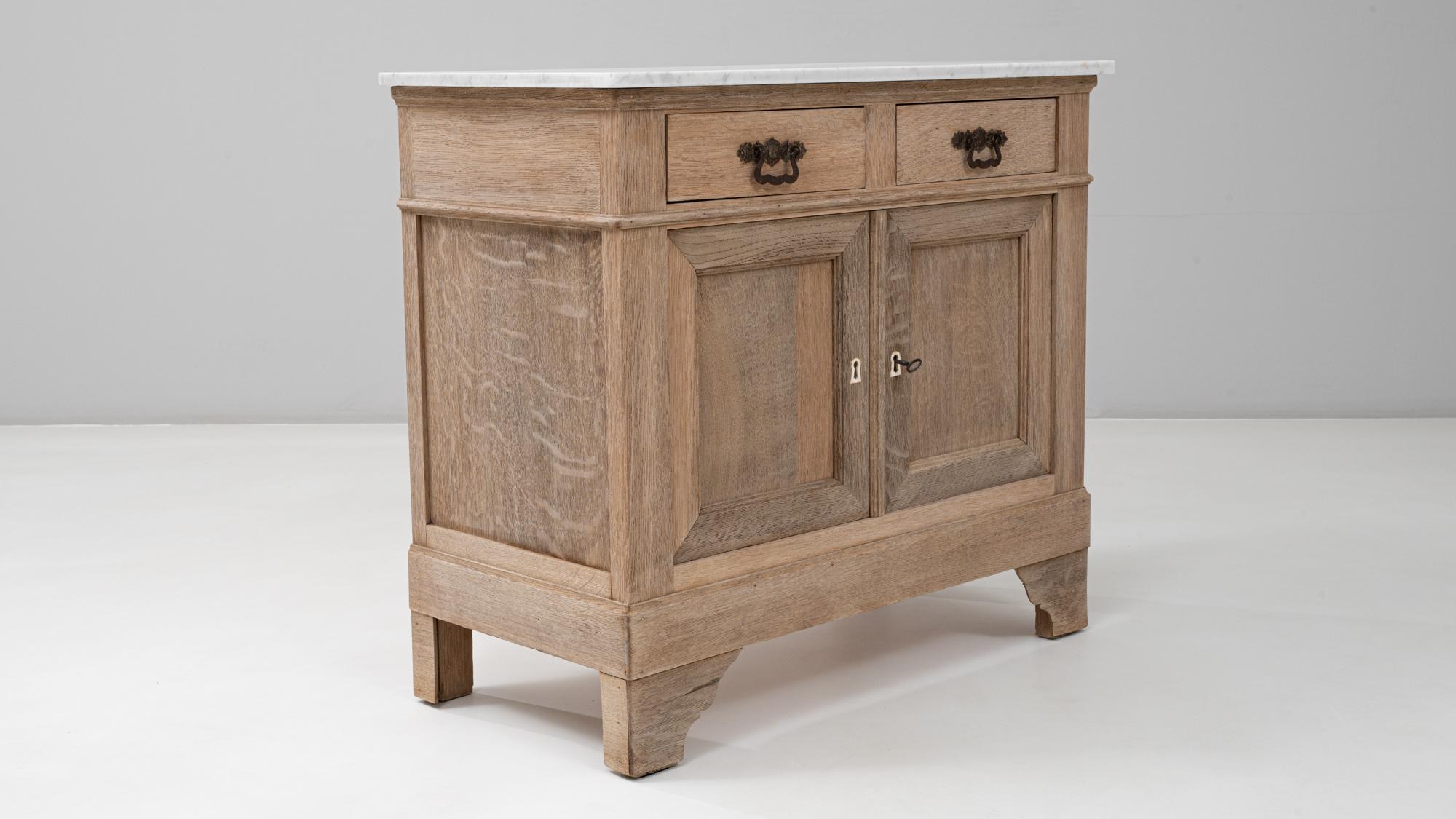 1900s French Louis Philippe Oak Buffet With Marble Top For Sale 5