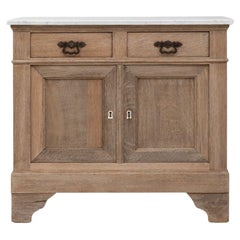 Antique 1900s French Louis Philippe Oak Buffet With Marble Top