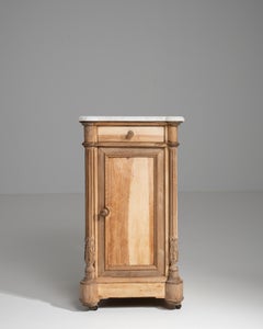 1900s French Louis Philippe Side Table With Marble Top On Wheels