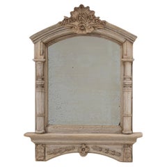 1900s French Louis XVI Carved Oak Mirror With Shelf