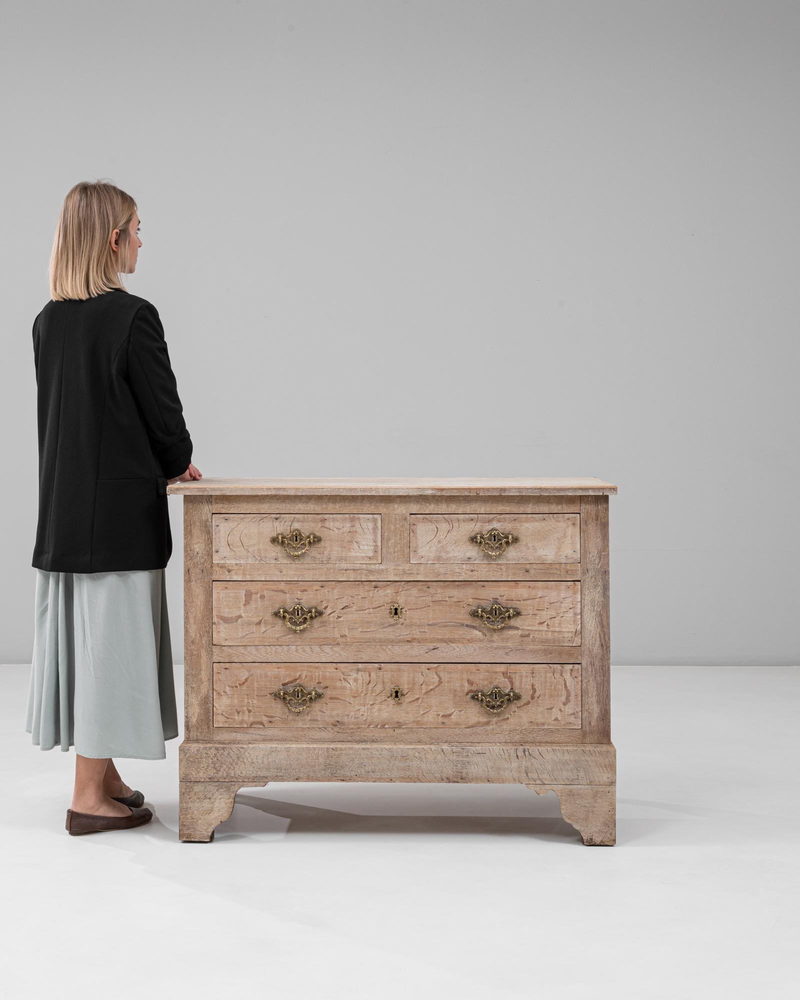 20th Century 1900s French Louis XVI Oak Chest of Drawers For Sale