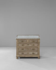 1900s French Louis XVI Oak Chest of Drawers With Marble Top