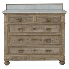 1900s French Louis XVI Oak Chest of Drawers With Marble Top