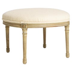 Antique 1900s French Louis XVI Style Upholstered Stool