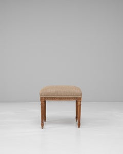 1900s French Louis XVI Upholstered Stool with Carved Legs