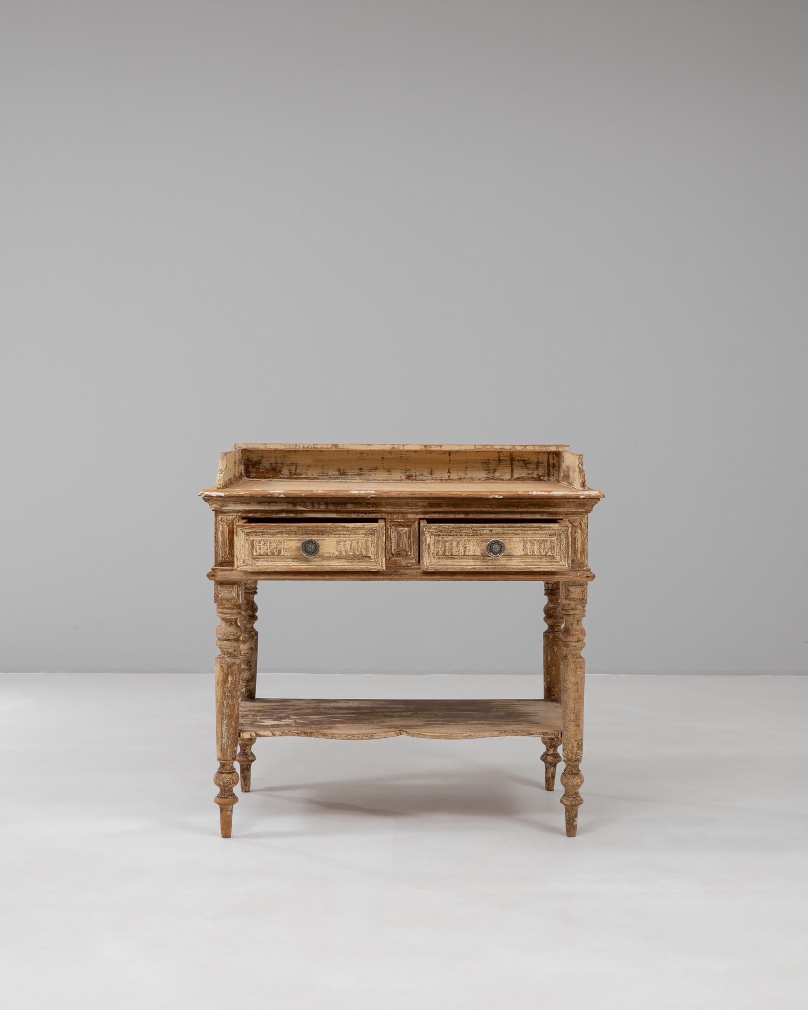 1900s French Louis XVI Wood Patinated Console Table In Good Condition For Sale In High Point, NC