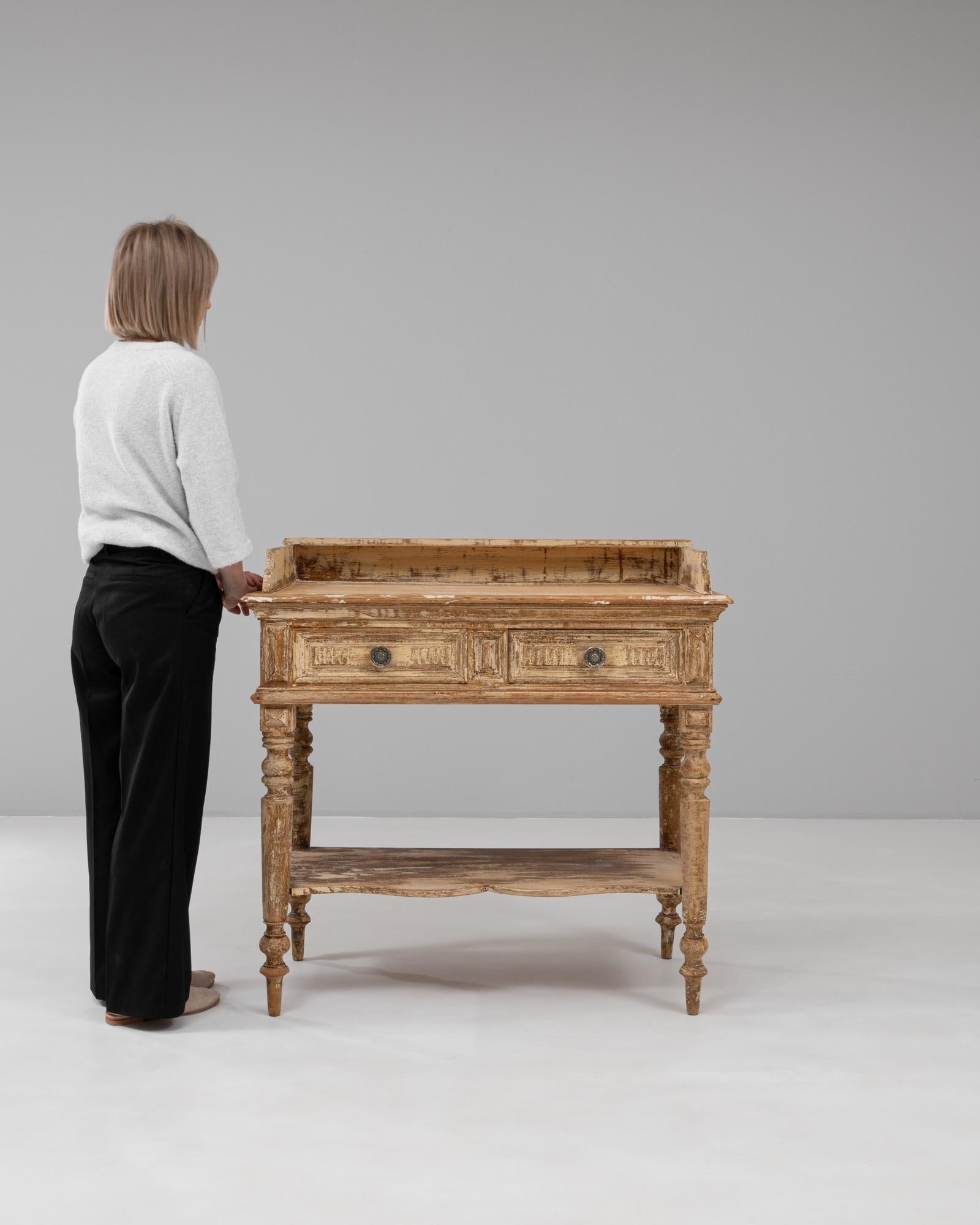 20th Century 1900s French Louis XVI Wood Patinated Console Table For Sale